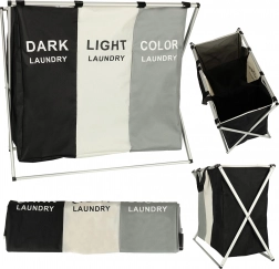 Dreikammer-Wäschekorb mit Organizer 135 l