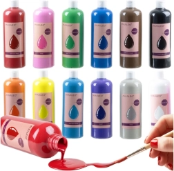 Plakkaatverf maaleo 12×500 ml – grote set voor school en atelier