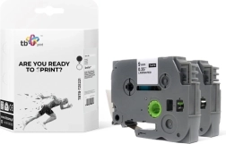 Band für Brother-Beschriftungsgeräte, schwarzer Druck auf weißem Hintergrund, 9 mm x 8 m, 2 Stk.