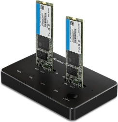 Dockingstation für 2× SSD M.2 SATA (NGFF) mit USB‑C Qoltec