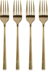 Set van 4 gouden dessertvorken van roestvrij staal