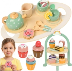 Wooden tea set for children with tiered stand Kruzzel