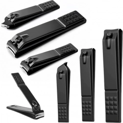 Set aus 3 schwarzen Nagelknipsern – groß, klein und schräg