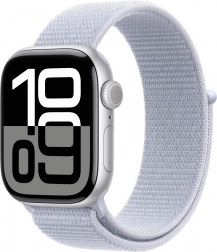 Apple Watch Series 10 GPS aluminiumkast 42 mm zilver met blauwe sportband