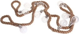 Light garland on jute rope 3 m, 30 LEDs, 10 bulbs