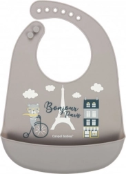 Canpol babies Silikon-Lätzchen mit Tasche BONJOUR PARIS beige