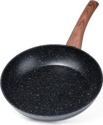 Granite Frying Pan Black & Wood 24 cm
