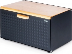 Brotkasten aus schwarzem Metall und Bambus mit Doppeldeckel 35,5 × 22 × 20,5 cm Vilde