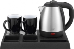 Hotel-Wasserkocher 1,2 l aus Edelstahl mit Willkommens-Tablett ADLER AD 1354