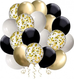 Set of Gold and Black Balloons - 50 pieces