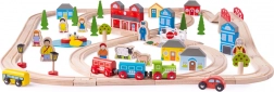 Wooden Train Set City and Village BIGJIGS RAIL, 91 pieces