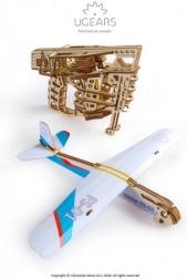 Ugears 3D wooden mechanical puzzle launch airplane