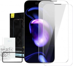 Baseus Crystal gehärtetes, staubresistentes Glas 0,3 mm für iPhone 14/13/13 Pro – Doppelpack