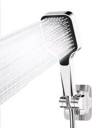 Pommeau de douche avec 3 modes, flexible et support