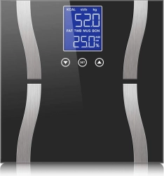 Analytische Personenwaage mit LCD, Glas, bis 180 kg – schwarz