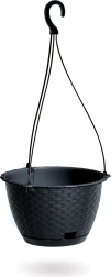 Hanging planter with rattan-look, anthracite