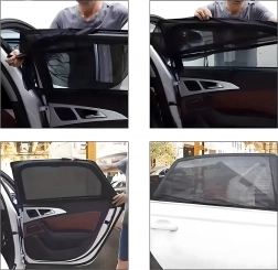 Set van 4 stuks gaas-zonneschermen voor autorramen met muggennet