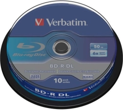 Blu-ray Disc VERBATIM BD-R DL 50 GB 6x, 10 pcs cakebox