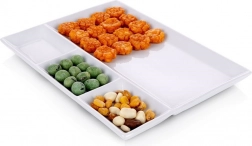 Assiette compartimentée en porcelaine blanche 26,5 × 20 cm