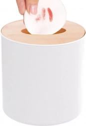 Badezimmer-Abfalleimer Whitney 1,5 l – weiß, Bambusdeckel