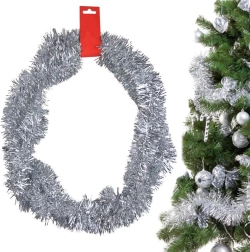 Weihnachtliche silberne Lametta-Girlande 2 m