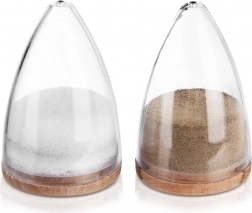 Salz- und Pfefferstreuer, Set 2 Stück, konisches Design mit Holzdeckel