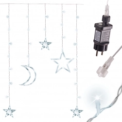 Leuchtende LED-Hängevorgang Mond und Sterne 2,5 m, 138 LED – Weiß