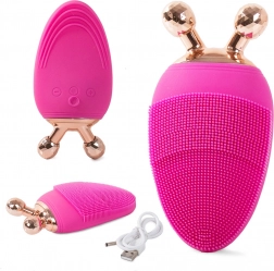 Sonic Facial Massage Brush with 3D Rotating Balls – Pink