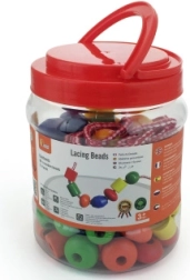 Enfilage de perles en bois