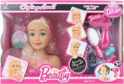 Coffret de beauté pour enfants avec tête à coiffer et sèche-cheveux à piles