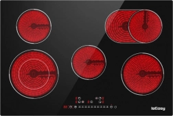 Black electric cooktop IsEasy with five zones