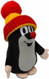 Little Mole plush with red-and-yellow beanie 25 cm