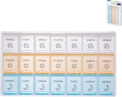 Weekly pill organizer with 3 sections