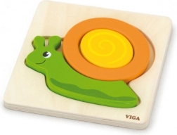 Layered wooden snail puzzle VIGA for little ones