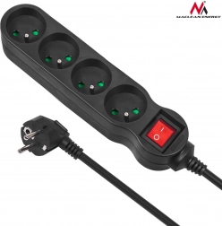Black power strip 4 sockets with switch 1.4 m