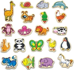 Colorful Wooden Animal Magnets - Set of 20 pcs