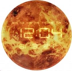 Wanduhr Planet Mars mit LED-Display 32 cm – Orange