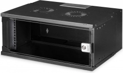 Wall-mounted 19" network cabinet 4U SOHO PRO, 240 × 540 × 400 mm, glass door, 60 kg load capacity, black