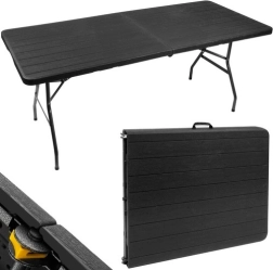 Folding garden table suitcase 180 cm, black