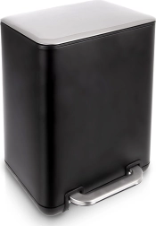 Pedal bin, stainless steel, black, 20 L