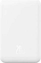 Magnetic mini power bank Baseus 5000 mAh with USB‑C 20 W and wireless charging – white