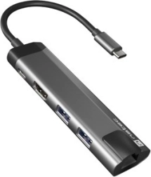 Meerpoorts USB-C-hub Natec Fowler Go met HDMI, USB 3.0 en Ethernet