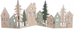 Holz-Leporello Häuschen beige-grün