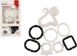 Dier bijtring met hangers zwart-wit