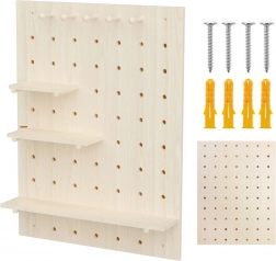 Wand-Pegboard-Organizer aus Holz MACLEAN 60 × 80 cm, helles Holz