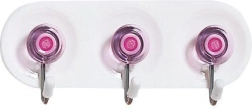 Self-adhesive hook rack with 3 hooks, plastic and metal, mixed colors 11 × 4 cm