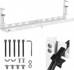 Maclean Untertisch-Kabelorganizer, verstellbar, weiß