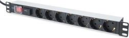PDU 19" rack power strip 7xSchuko, 2m 1xSchuko, 16A with surge protection