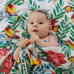 Bambus-Musselindecke Blooming Day 120x120 cm