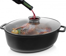 Ovaler Bräter aus Granit mit Deckel 12 l ORION Grande